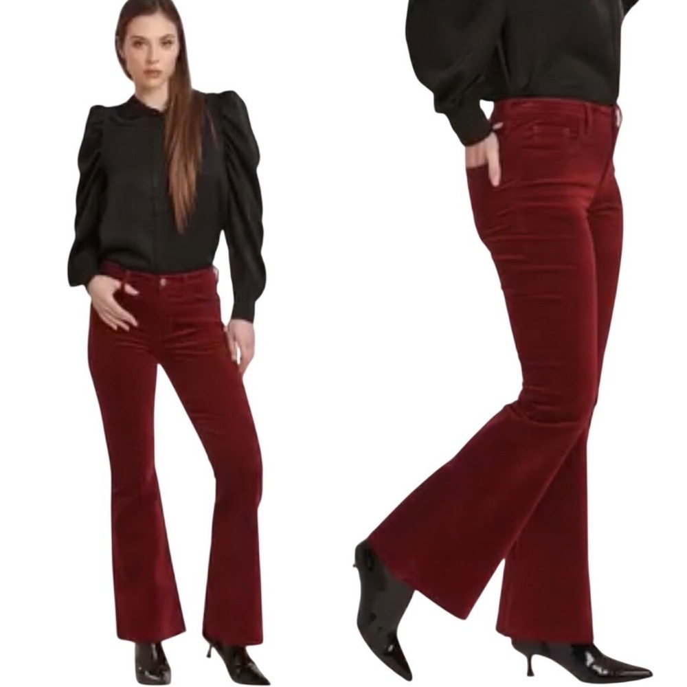 NWOT Dear John Rosa Flare Velveteen Pants 29 Burgundy Red DPM-56-E130-BUR